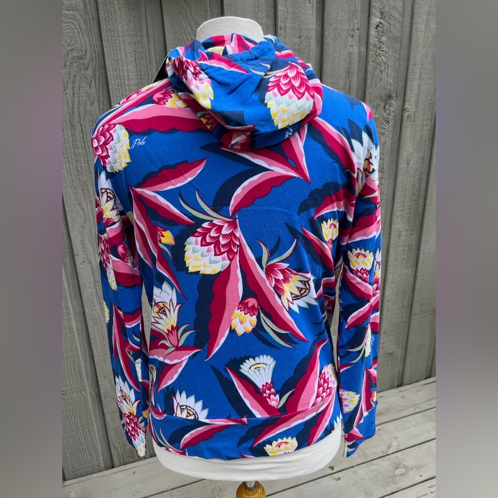NWT Polo Ralph Lauren Floral Pattern Print French Terry Hooded Sweatshirt - Picture 2 of 5